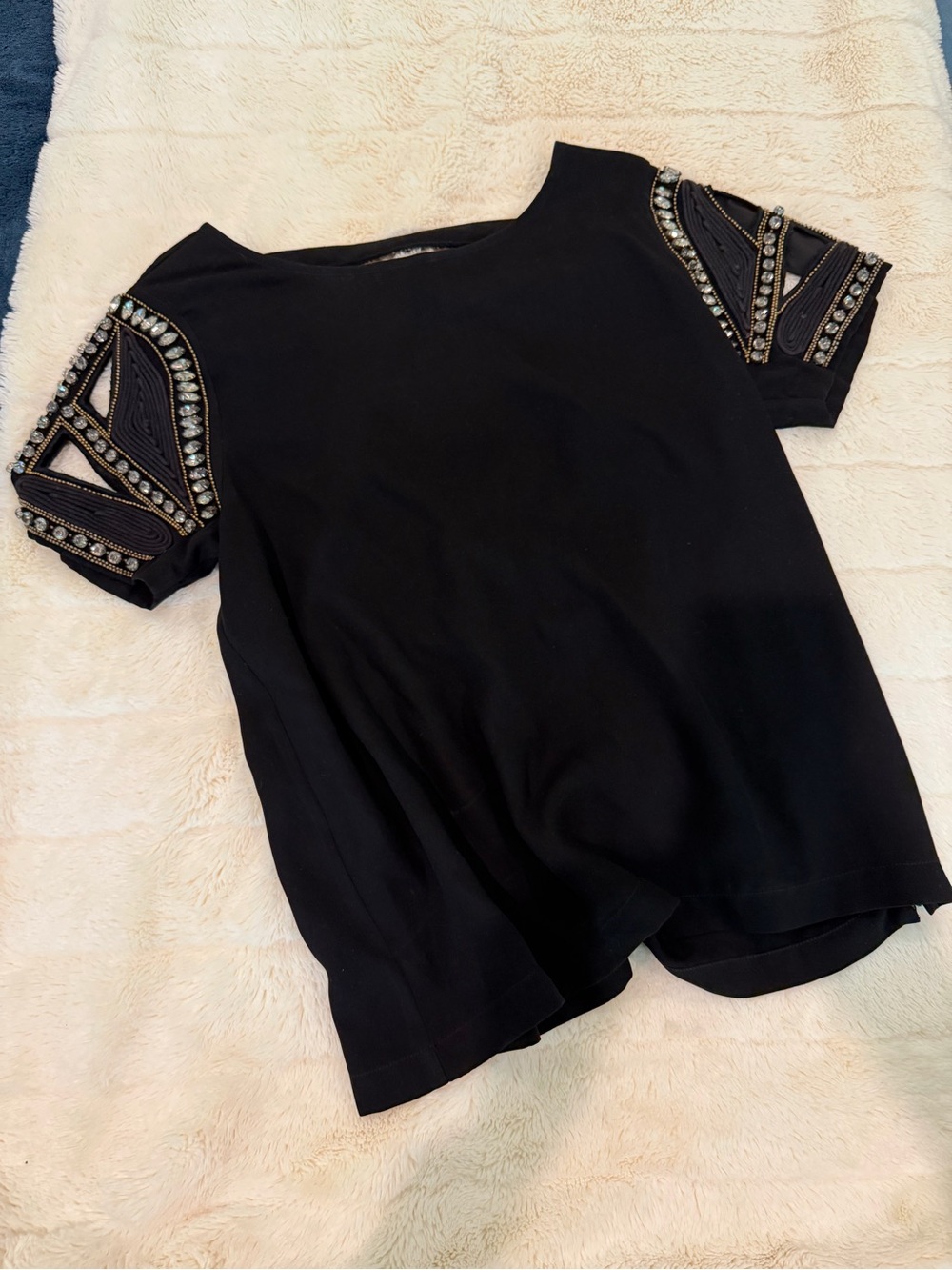 Yoana Baraschi Black Embellished Short Sleeve Women's Top